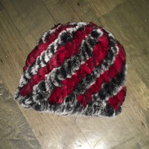 BLACK GRAY RED REX RABBIT BEANNIE